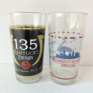 🎁5/$25 2009 Kentucky Derby & Belmont Stakes Glasses